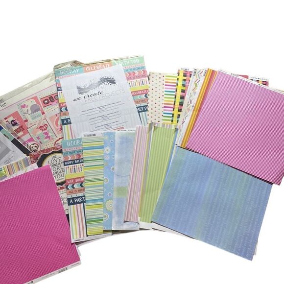 Scrapbooking papers and accessories lot pastels colorful - Picture 5 of 5